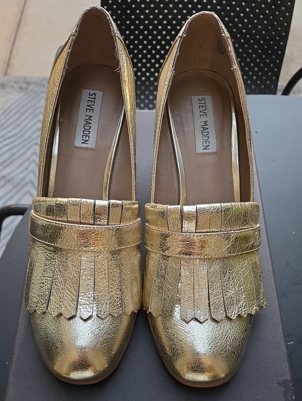 Steve Madden Gold Metallic Fringe Loafers